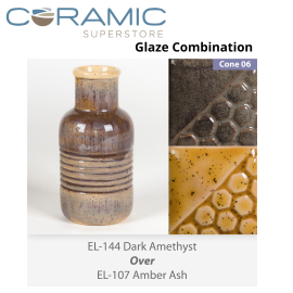 Dark Amethyst EL144 over Amber Ash EL107 Glaze Combination